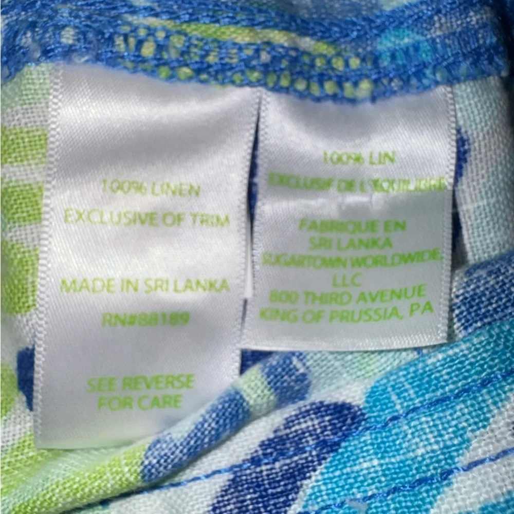 Lilly Pulitzer Calley Pants Brilliant Blue Wade & Sea Linen Size 6 EUC